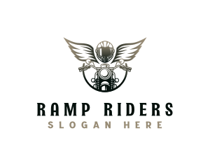 Motorcycle Helmet Wings logo design