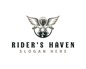 Motorcycle Helmet Wings logo design