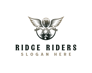 Motorcycle Helmet Wings logo design