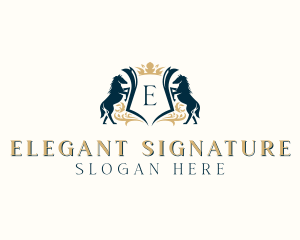 Elegant Horse Crest logo design