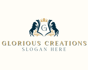 Elegant Horse Crest logo design