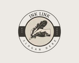 Author Hand Quill Ink logo design