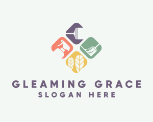 Broom Mop Spray Cleaner logo design