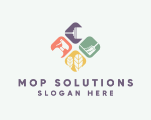 Broom Mop Spray Cleaner logo design