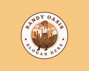 Woman Rodeo Cowgirl logo design