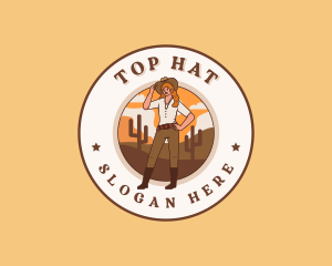 Woman Rodeo Cowgirl logo design