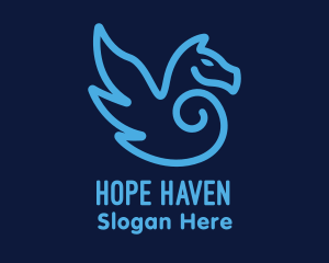 Blue Pegasus Horse Logo