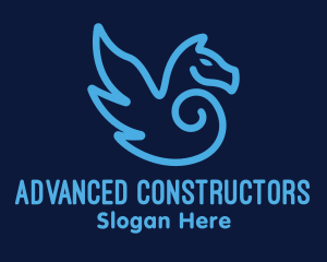 Blue Pegasus Horse logo design