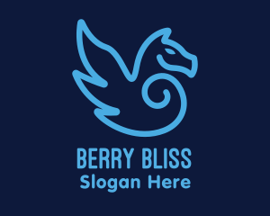 Blue Pegasus Horse logo design