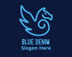 Blue Pegasus Horse logo design