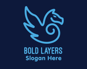 Blue Pegasus Horse logo design