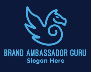 Blue Pegasus Horse logo design