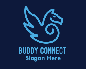 Blue Pegasus Horse logo design