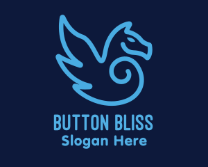 Blue Pegasus Horse logo design