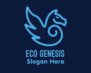 Blue Pegasus Horse logo design