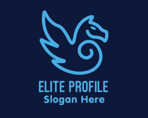 Blue Pegasus Horse logo design