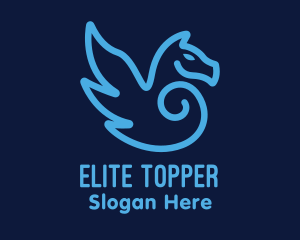 Blue Pegasus Horse logo design