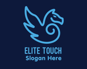 Blue Pegasus Horse logo design