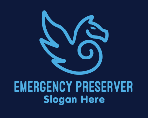 Blue Pegasus Horse logo design