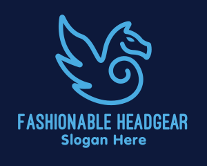 Blue Pegasus Horse logo design