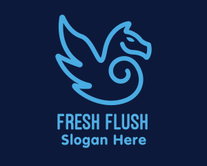 Blue Pegasus Horse logo design