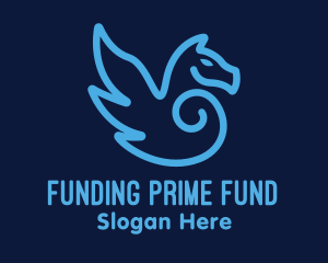 Blue Pegasus Horse logo design