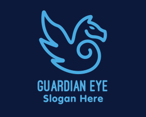 Blue Pegasus Horse logo design