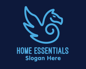 Blue Pegasus Horse logo design