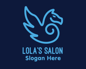 Blue Pegasus Horse logo design