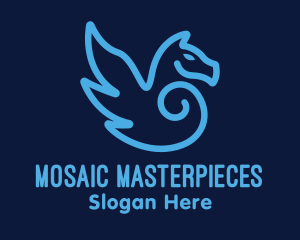 Blue Pegasus Horse logo design