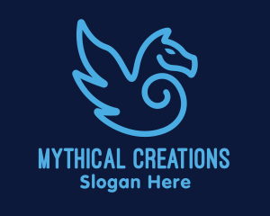 Blue Pegasus Horse logo design