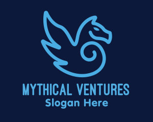 Blue Pegasus Horse logo design