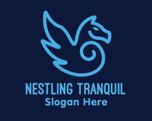 Blue Pegasus Horse logo design