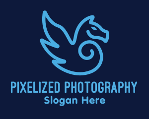 Blue Pegasus Horse logo design