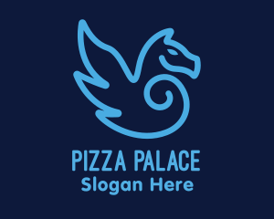 Blue Pegasus Horse logo design