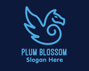 Blue Pegasus Horse logo design