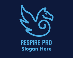 Blue Pegasus Horse logo design