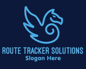 Blue Pegasus Horse logo design