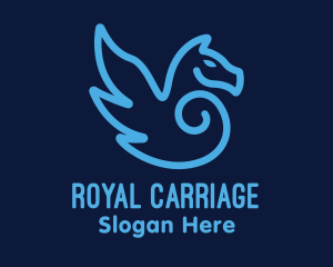 Blue Pegasus Horse logo design