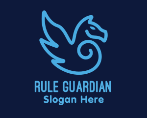 Blue Pegasus Horse logo design