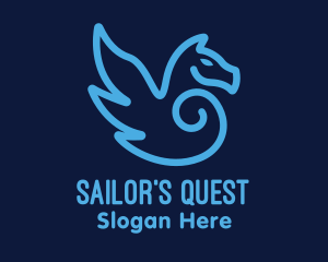 Blue Pegasus Horse logo design