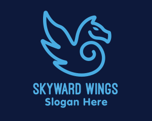 Blue Pegasus Horse logo design