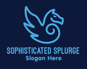 Blue Pegasus Horse logo design