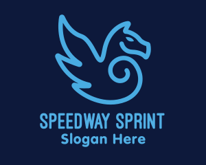 Blue Pegasus Horse logo design