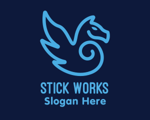 Blue Pegasus Horse logo design