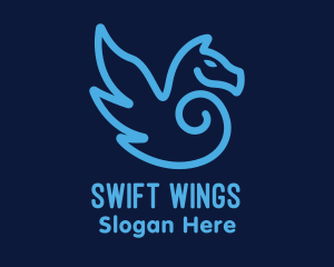 Blue Pegasus Horse logo design