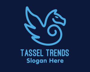 Blue Pegasus Horse logo design