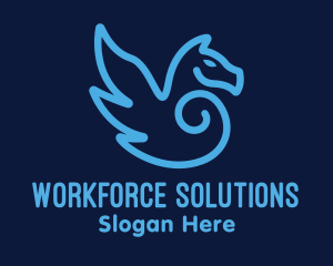 Blue Pegasus Horse logo design