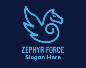 Blue Pegasus Horse logo design