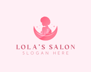 Woman Moon Afro Salon logo design